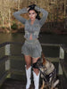 Zippers Long Sleeve Short Pleated Denim Jacket Mini Skirt Set