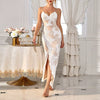 Elegant V-Neck Spaghetti Strap Sequins Hollow Out sleeveless Maxi Dress