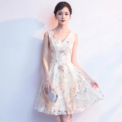 Elegant Pretty V-Neck Student Young Floral Print Bandage Party Flowers Graduation Short Dresses