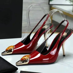 Luxury Metal Jewel Decoration Heel