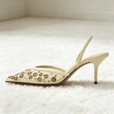 Metal Bling Detail Mesh High Heel
