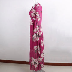 Floral Print Chiffon Maxi Dresses