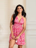 Elegant Ruffled Hem V-Neck Floral Print Sleeveless Maternity Mini Dress