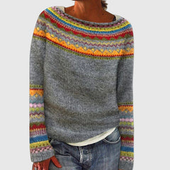 Women's colorful knit sweater for cozy autumn vibes
