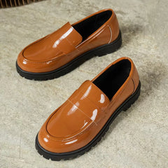 Large Size Flats Spring Autumn French Leather Shoe British Style Flat Bottom Single Shoe Casual Round Toe