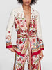 Bohemian Printing Shawl Collar Long Sleeve Top High Waist Wide Leg Pant Two Piece Set