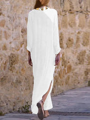 Bohemian V Neck Floral Print Beach Holiday Split Maxi Dress