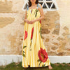 Casual Floral Print Square Collar Print Loose Floor-Length Maxi Dress