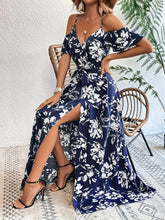Women's High Slit Floral Print Sleeveless Dress