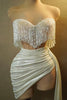 Sparkly Rhinestones Chain Tassel Strapless Celebrate Party NightClub Luxury Mini Dress