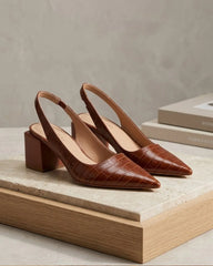 Women's Croc Effect Slingback Heels
