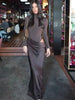 Casual Patchwork Satin One Shoulder Sleeveless Maxi Dress