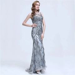 Sleeveless Mermaid Sparkly Evening Dress