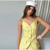 Elegant V-Neck Sleeveless Button Pocket Top Strap Vest Pants Suit Two Piece Set