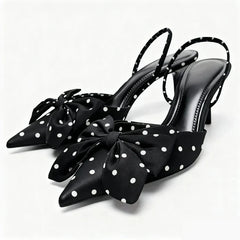 Elegant Polka Dot Designer Pumps Pointed Toe High Heel