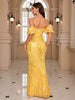 Elegant V-neck sequined Floor-Length sheath evening Maxi Dress