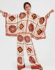 Casual Print Wide Leg Pants Loose Long Sleeve Shirt Two Piece Set