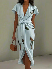 Women's Floral Print Wrap Midi Dress