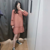 Elegant Long Sleeve Embroidery Ruffle Mini Dress