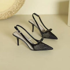 Sandals Flat Baotou Mesh Breathable Bow-knot Sandalias Low Heel