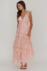 Chantilly Tied Shoulder Maxi Dress Blush
