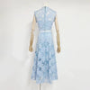 Elegant Round Neck Sleeveless Top High Waist Spliced Lace Embroidery Skirt Two Piece Sets