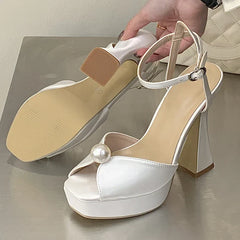 Luxury Satin Pearl Detail Heel