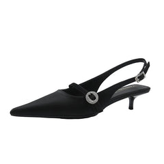 Luxury Rhinestone Buckle Sandals Pointed Toe Back Strap Slide Sandals Simple Comfortable Soft Leather Dress Shoes