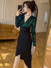 Elegant V-Neck Fake 2-Piece Sparkly Sequin Splic Irregular Evening Mini Dress
