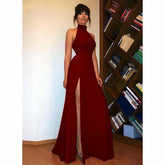Mermaid High Neck with Split Formal Prom Party Gown