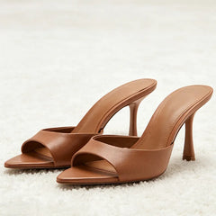 Pointed Toe Slippers Peep Toe Heel