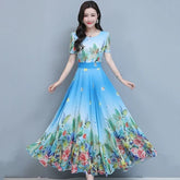 Flower Print Casual Long Sundress Party Dress