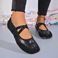 Black Silver Red Ballet Flats Trainers Split Toe Ballerina Tabi Walking Sneakers Mary Jane Shoes