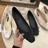 Luxury Lace Tie Leg Satin Silk Ballet Flats Square Toe Bowknot Elastic Band Ballerinas Ladies Wedding Mary Janes Shoes