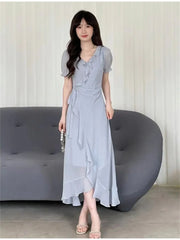 Vintage Evening Party Short Sleeve Robe Vestido Prom Dress