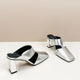 Plus size 42 Hollow Out Sandals Silver Chunky Pumps Luxury Design Slingback Gladiator Rome Shoes