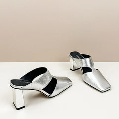 Plus size 42 Hollow Out Sandals Silver Chunky Pumps Luxury Design Slingback Gladiator Rome Shoes