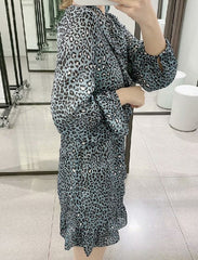 Leopard Print Ruffles Mini Dress