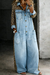 Women's One Piece Denim Shirt Jumpsuit