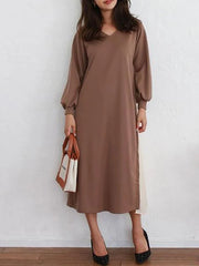 Maxi Dress Jewel Neck Casual Two Tone Convertible Pleated Dress