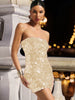 Luxury Backless Sequin Above Knee Strapless sleeveless Mini Dress