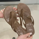 Round Clip Toe Slippers Elegant Thin Low Heel