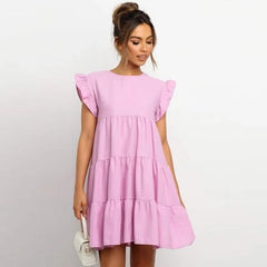 Ruffled High-waist Sweet Mini Dress