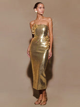 Luxury Strapless Flower Glitter Sequins Sleeveless Evening Party Long Bodycon Midi Dress