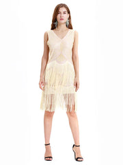 Style Outfits Flapper V Neck Fringe Sequins Great Dress