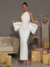 Elegant Bandage Bow Halter Christmas Party Maxi Dress