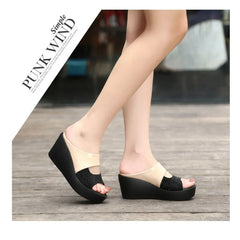 Luxury Designer Platform Slippers Wedge Ladies Flip Flops High Heel