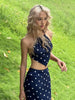 Elegant Bandage Halter Backless Camisole Straight Skirt Polka Dot Print Two Piece Set