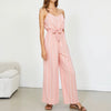Casual Stripes Sashes Sleeveless Sweetheart Neck Ankle Length Straight Jumpsuits