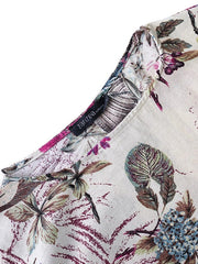 3/4 Sleeve Crew Neck Floral Print Vintage Long Maxi Dress